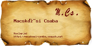 Macskási Csaba névjegykártya